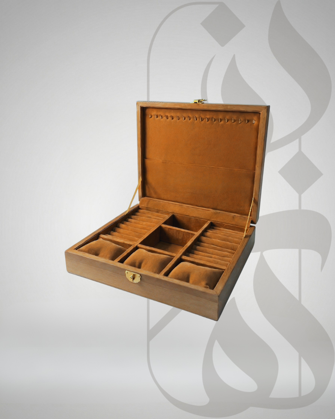 Wooden Jewelry Box with Velvet Interior