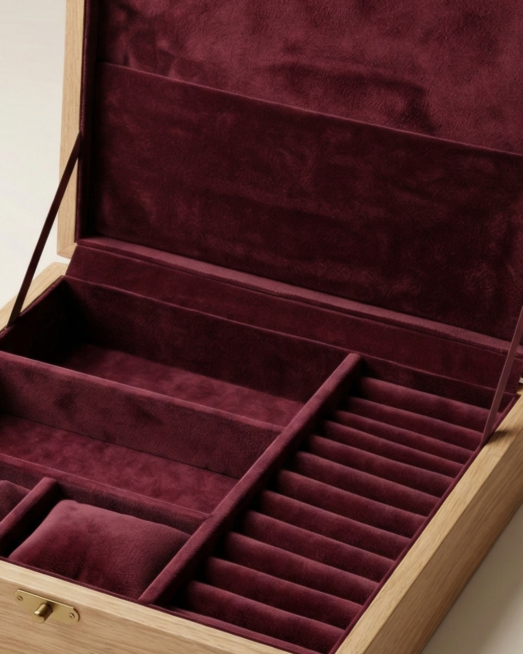 Wooden Jewelry Box with Velvet Interior