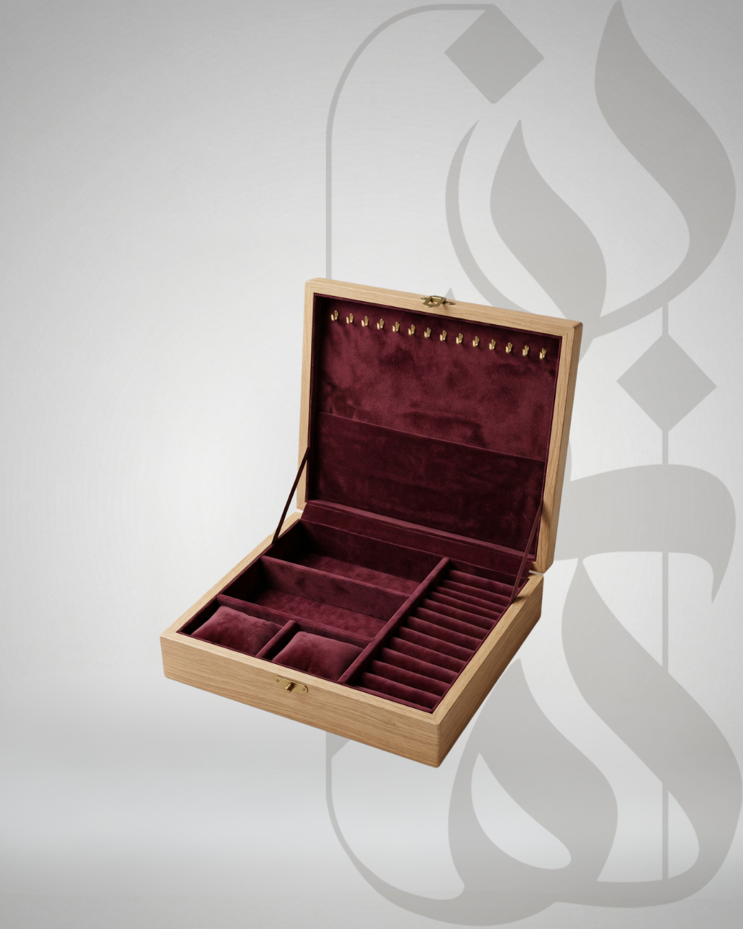 Wooden Jewelry Box with Velvet Interior