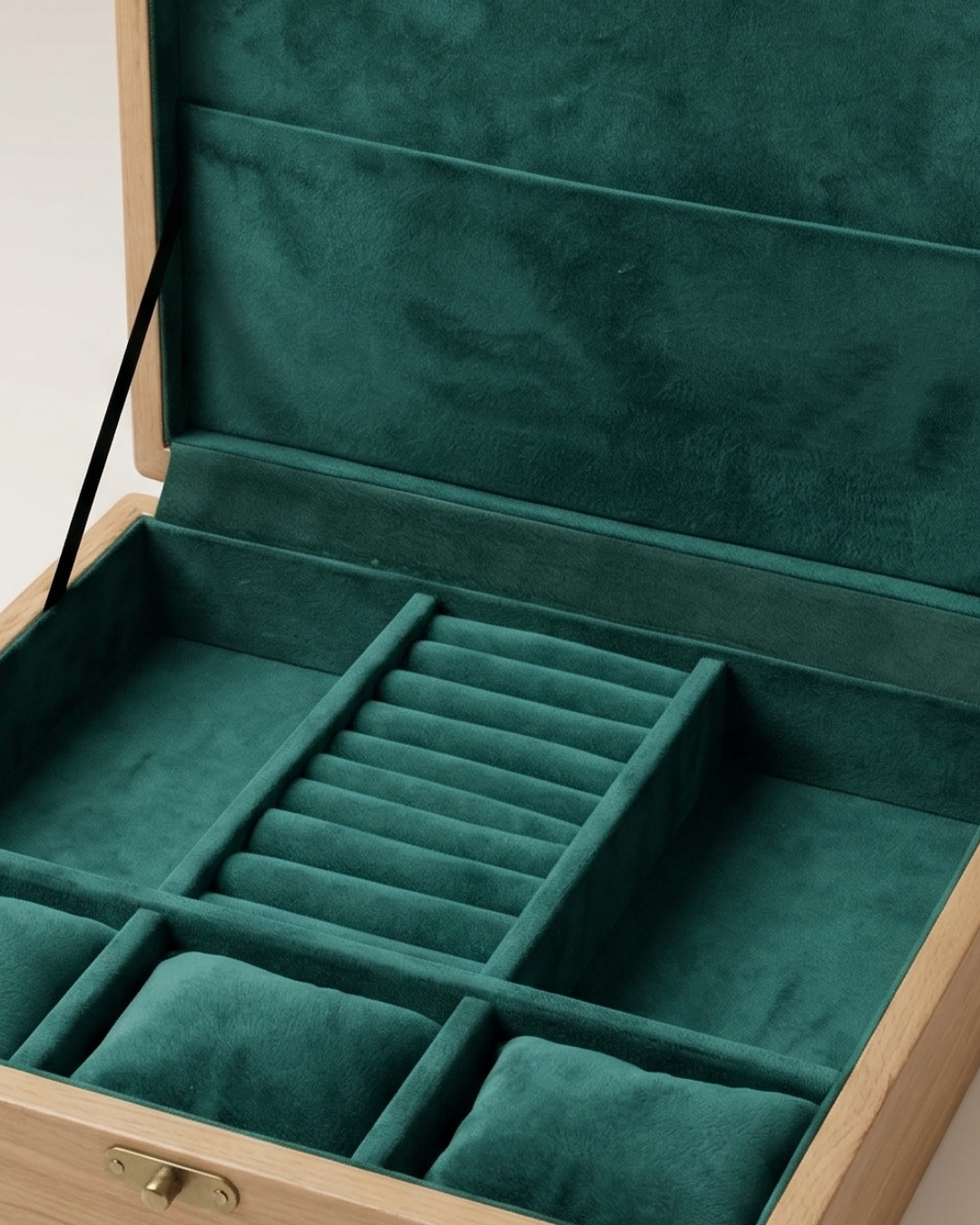 Wooden Jewelry Box with Velvet Interior