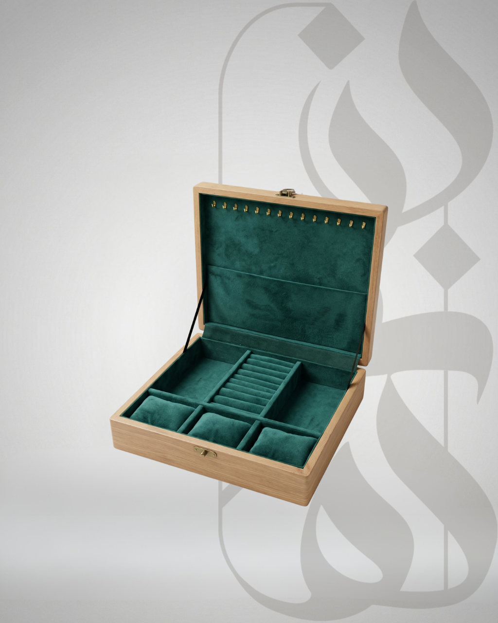 Wooden Jewelry Box with Velvet Interior