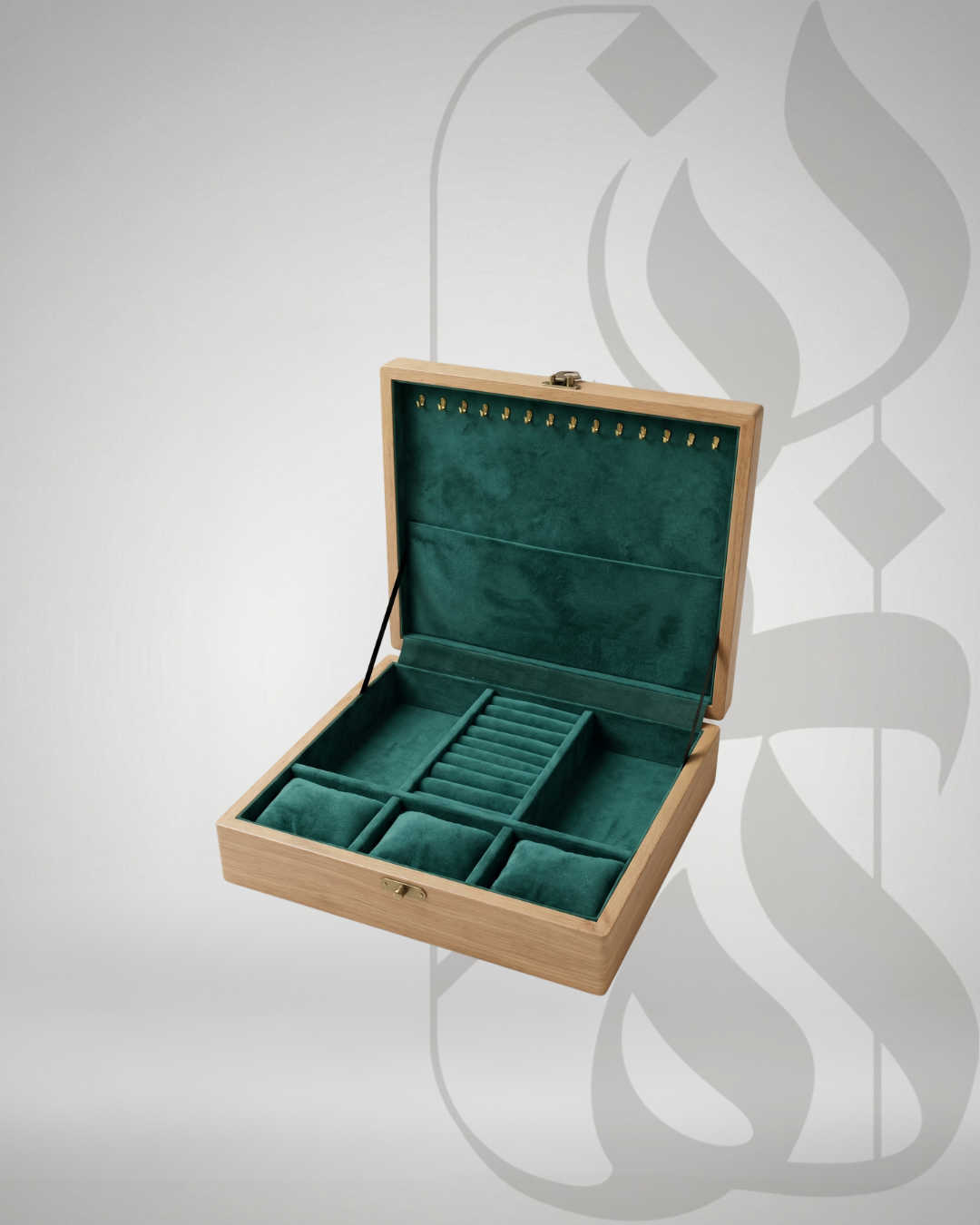 Wooden Jewelry Box with Velvet Interior