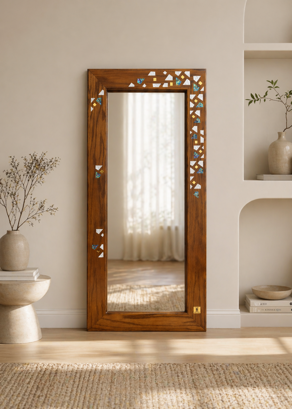 Ehyaa Mirror – Oak Inlay Design